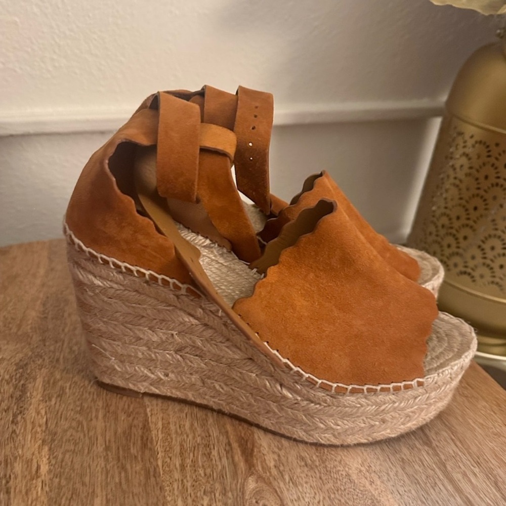 Chloe Brown Espadrille Wedge Sandals